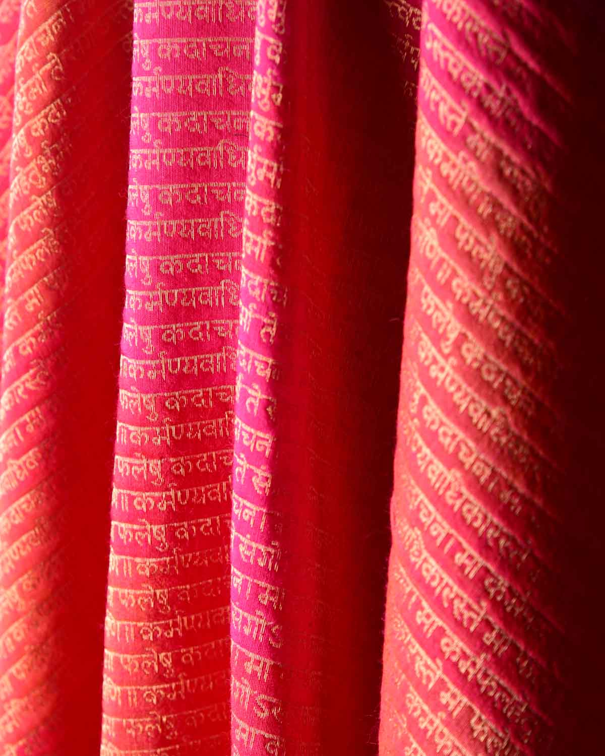 Ombre Multi-color Antique Zari Geeta Shlok 2.47 Brocade Handwoven Silk Wool Unisex Dress Shawl-HolyWeaves