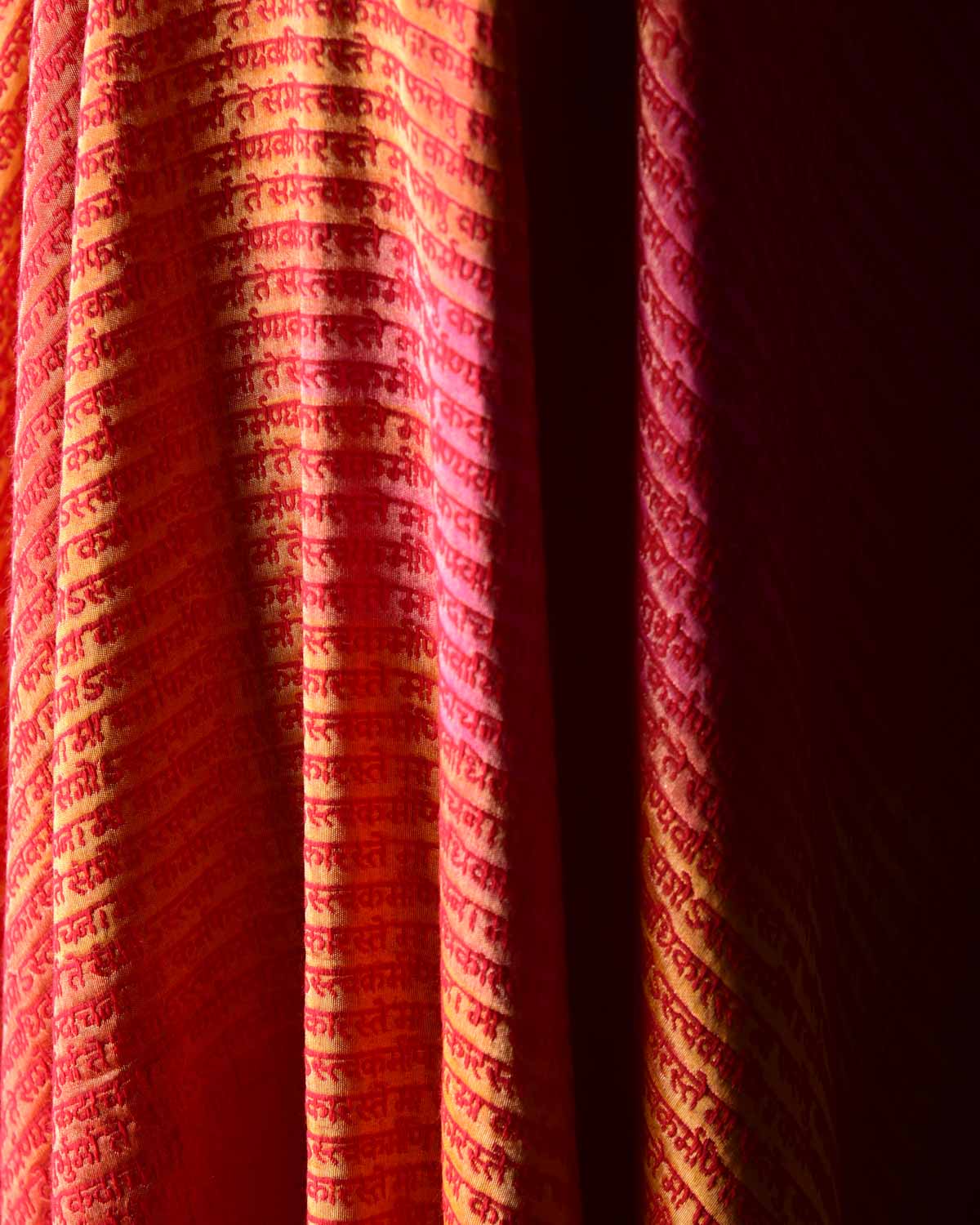 Rainbow Multi-color Gold Zari Geeta Shlok 2.47 Brocade Handwoven Silk Wool Unisex Dress Shawl-HolyWeaves