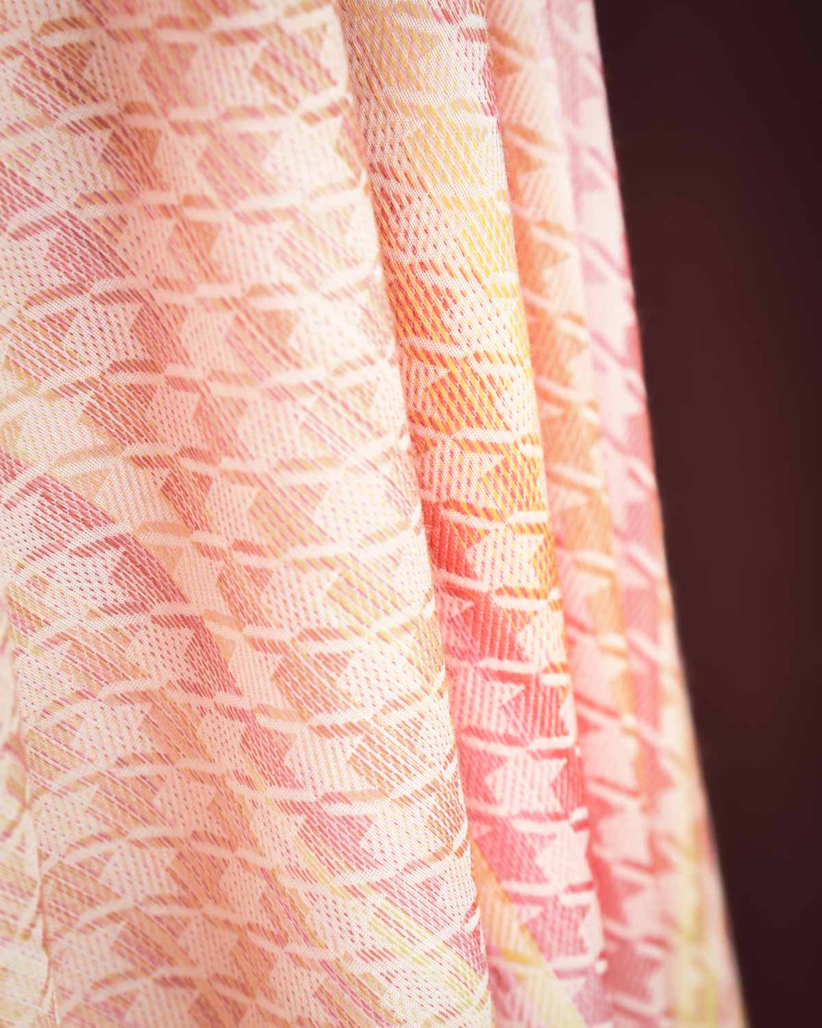 Variegated Multi-color Houndstooth Brocade Handwoven Silk Wool Unisex Dress Shawl-HolyWeaves