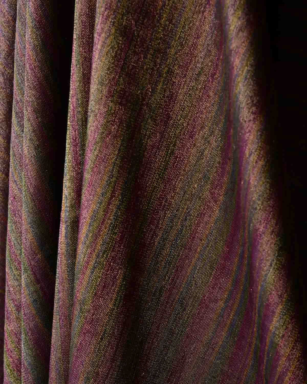 Purple Multi-color Gold Zari Ektara Waterfall Brocade Handwoven Silk Wool Unisex Dress Shawl-HolyWeaves