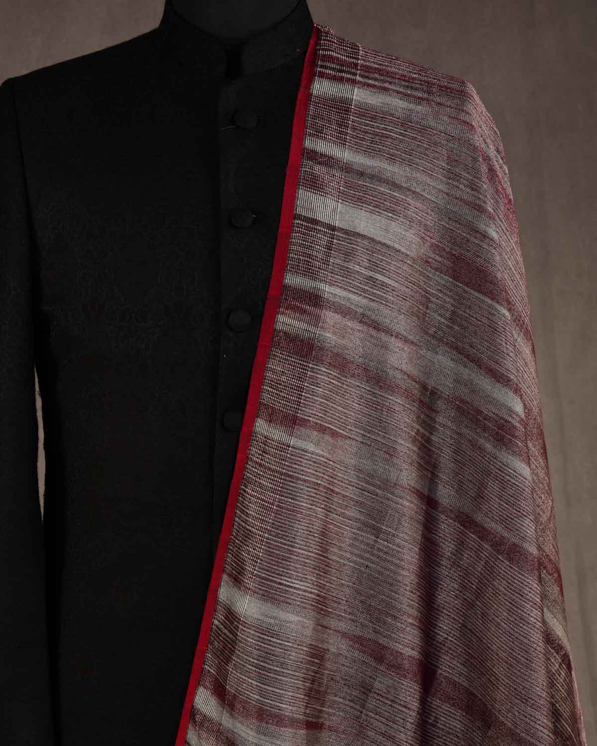 Variegated Metallic Mahogany Waterfall Brocade Handwoven Silk Wool Unisex Dress Shawl-HolyWeaves