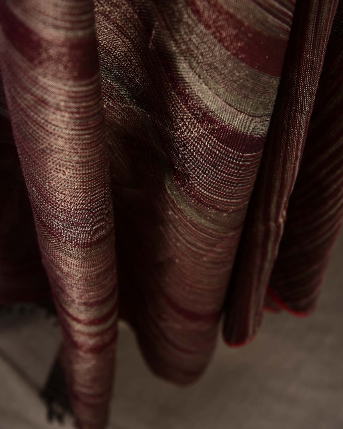 Variegated Metallic Mahogany Waterfall Brocade Handwoven Silk Wool Unisex Dress Shawl-HolyWeaves