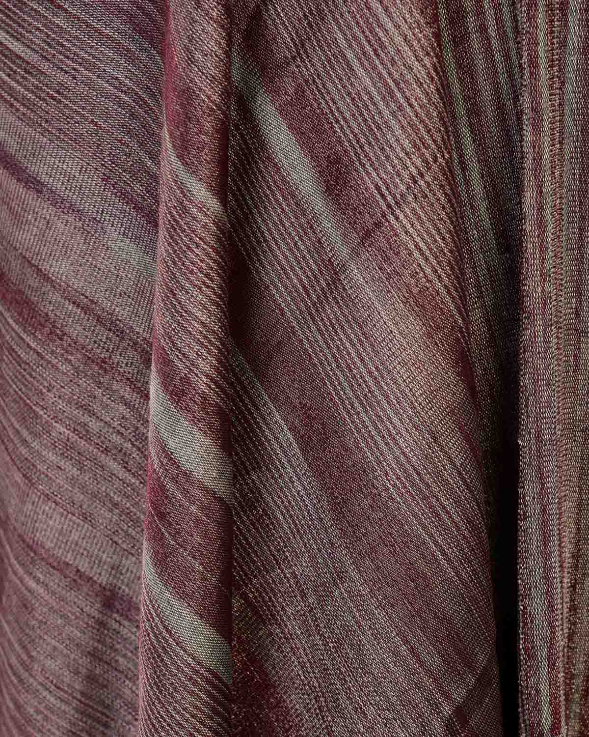 Variegated Metallic Mahogany Waterfall Brocade Handwoven Silk Wool Unisex Dress Shawl-HolyWeaves