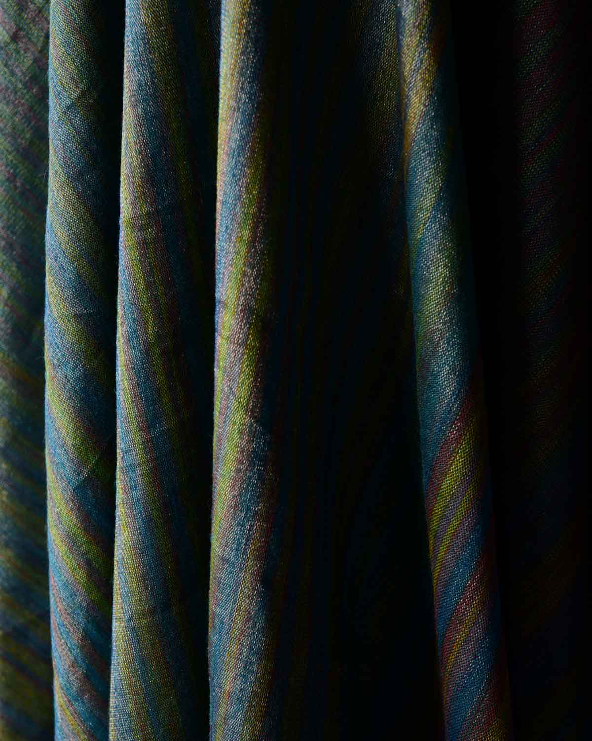 Variegated Metallic Blue Waterfall Brocade Handwoven Silk Wool Unisex Dress Shawl-HolyWeaves