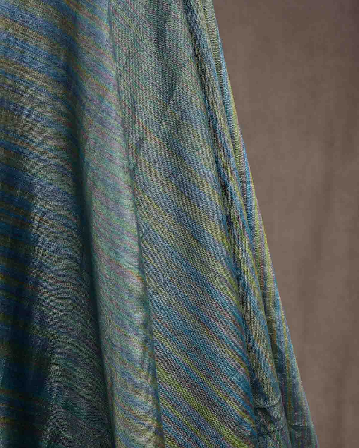 Variegated Metallic Blue Waterfall Brocade Handwoven Silk Wool Unisex Dress Shawl-HolyWeaves