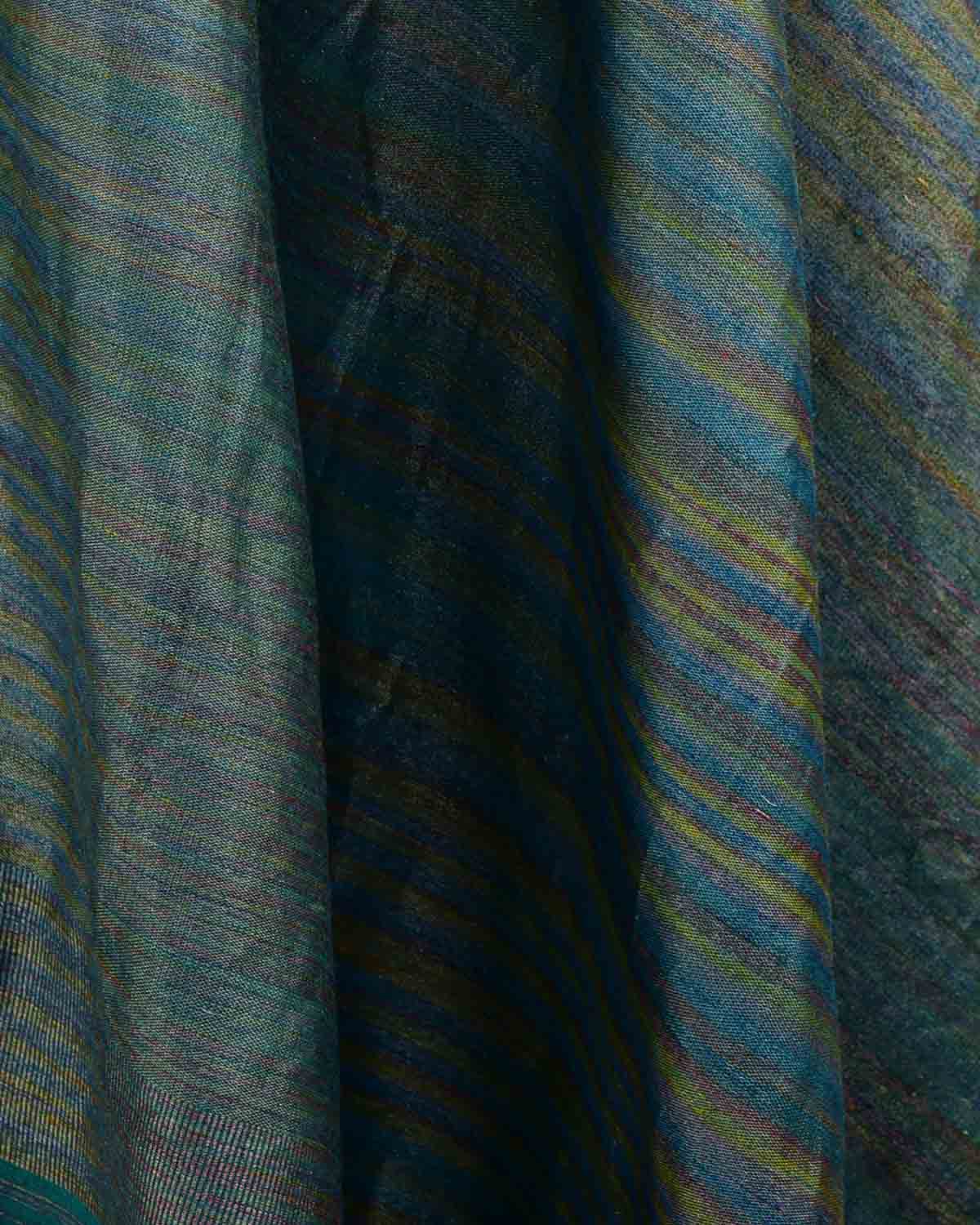 Variegated Metallic Blue Waterfall Brocade Handwoven Silk Wool Unisex Dress Shawl-HolyWeaves