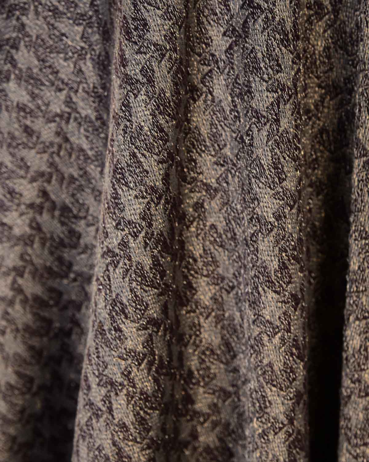 Metallic Gray Abstract Geometric Brocade Handwoven Silk Wool Unisex Dress Shawl-HolyWeaves