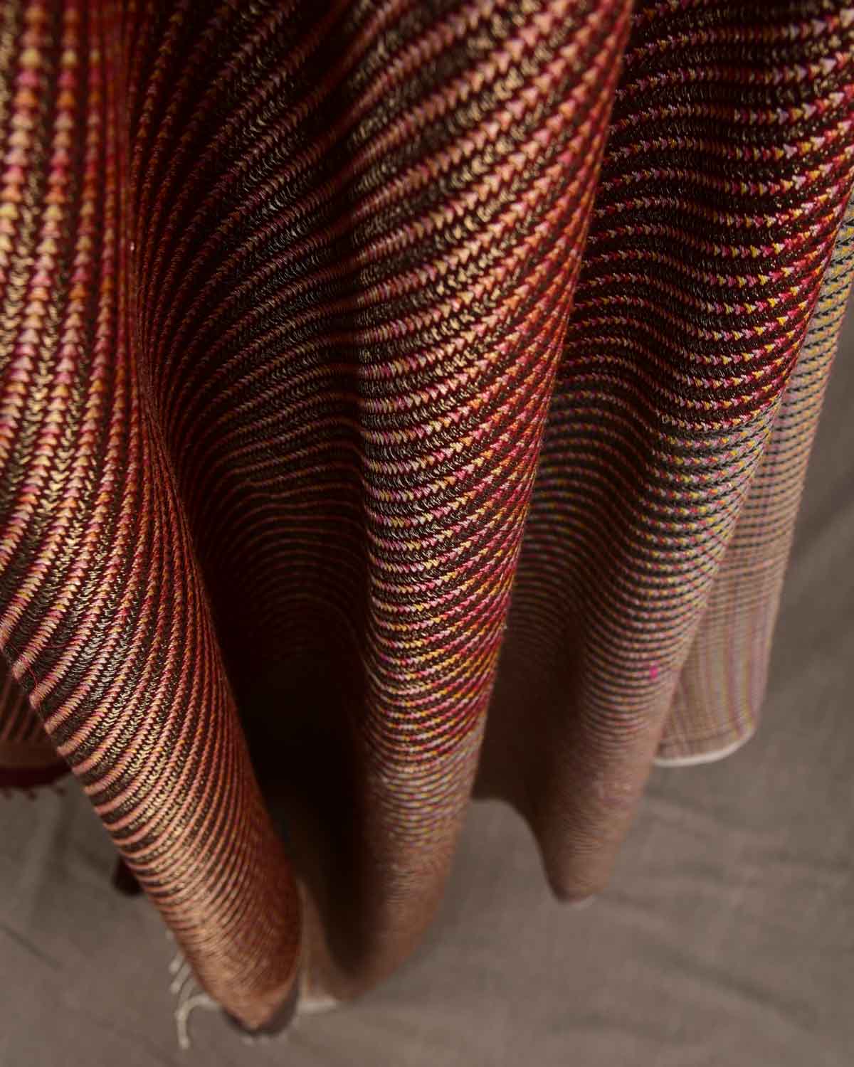 Dual Tone Gray Maroon Multicolor Zari Arrowhead Brocade Handwoven Silk Wool Banarasi Shawl-HolyWeaves