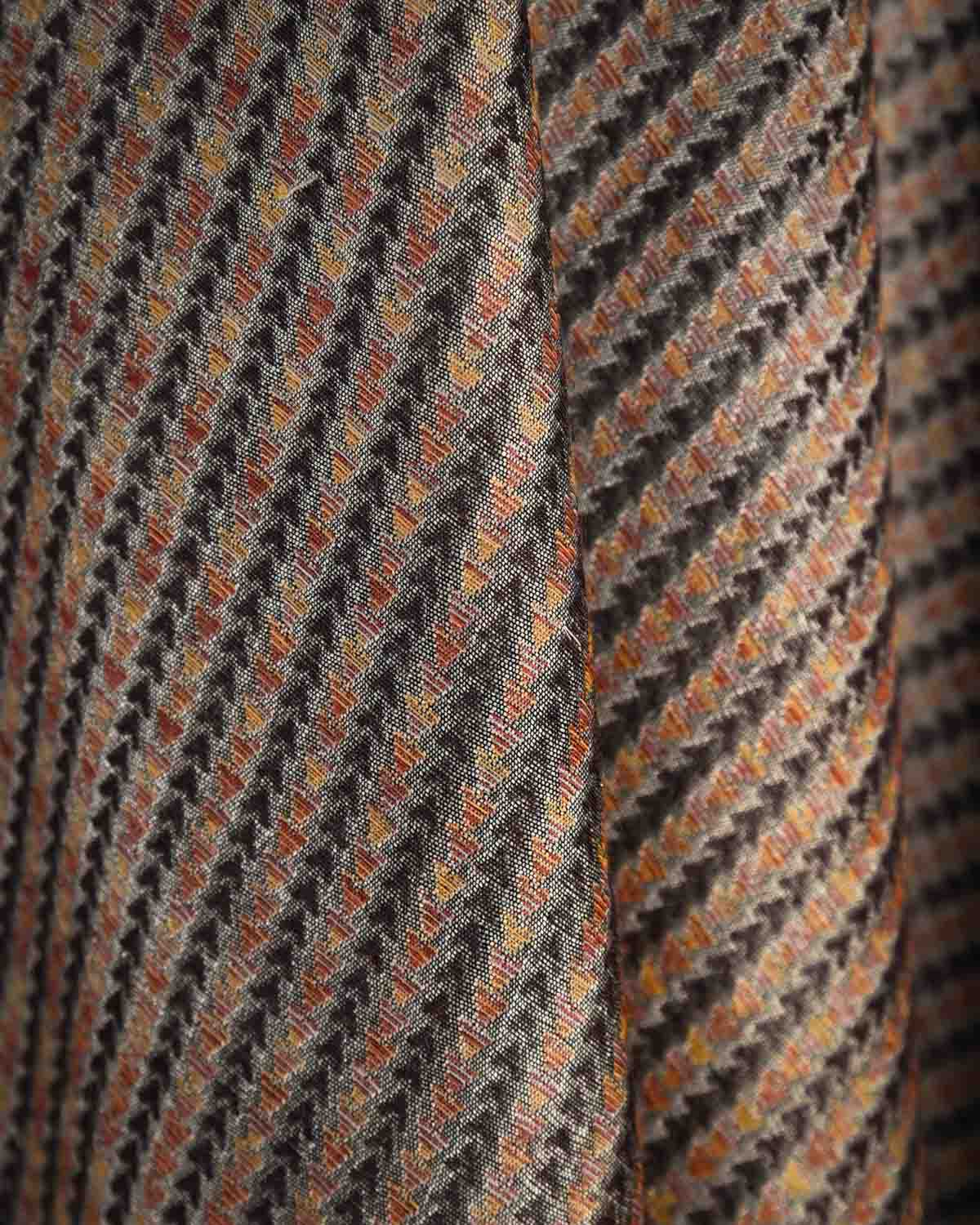 Multi-color Multicolor Zari Arrowhead Brocade Handwoven Silk Wool Unisex Dress Shawl-HolyWeaves