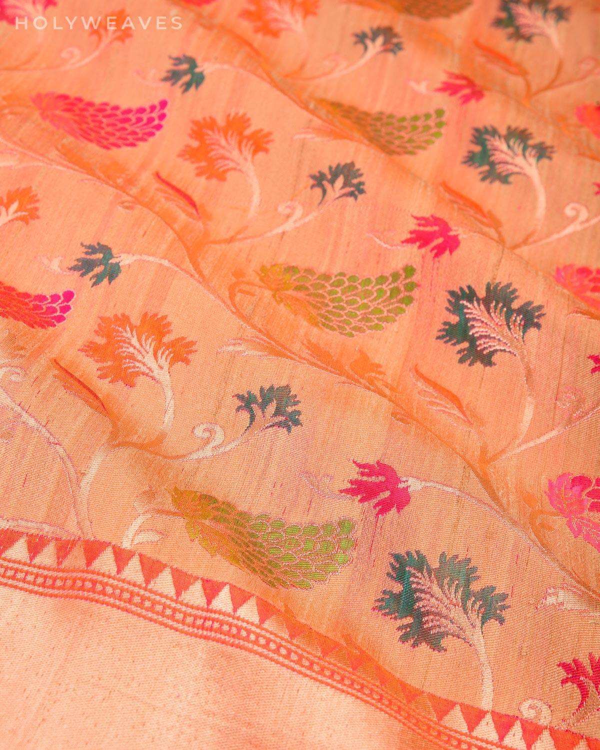 Beige Banarasi Meenedar Jaal All-over Kadhuan Brocade Handwoven Katan Tasar Saree - By HolyWeaves, Benares