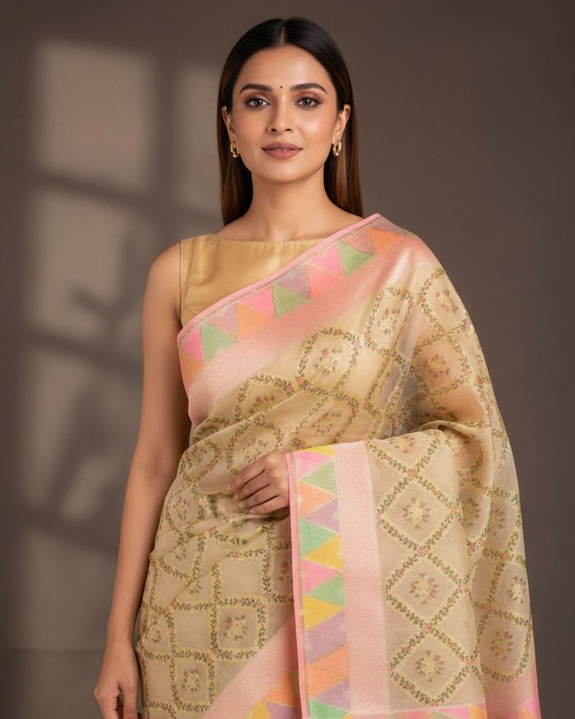 Beige Spun Silk — Corrected Two-Panel Border