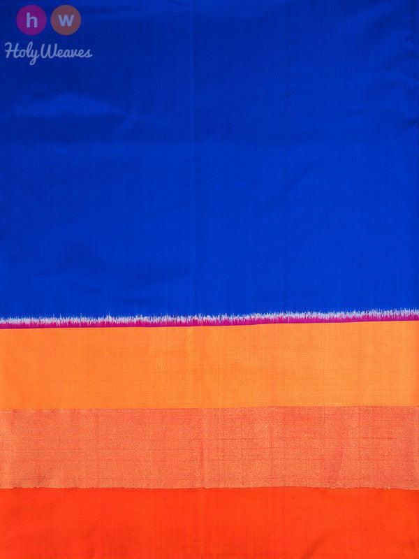 Blue Polka Premium Pochampally Handwoven Silk Saree - By HolyWeaves, Benares