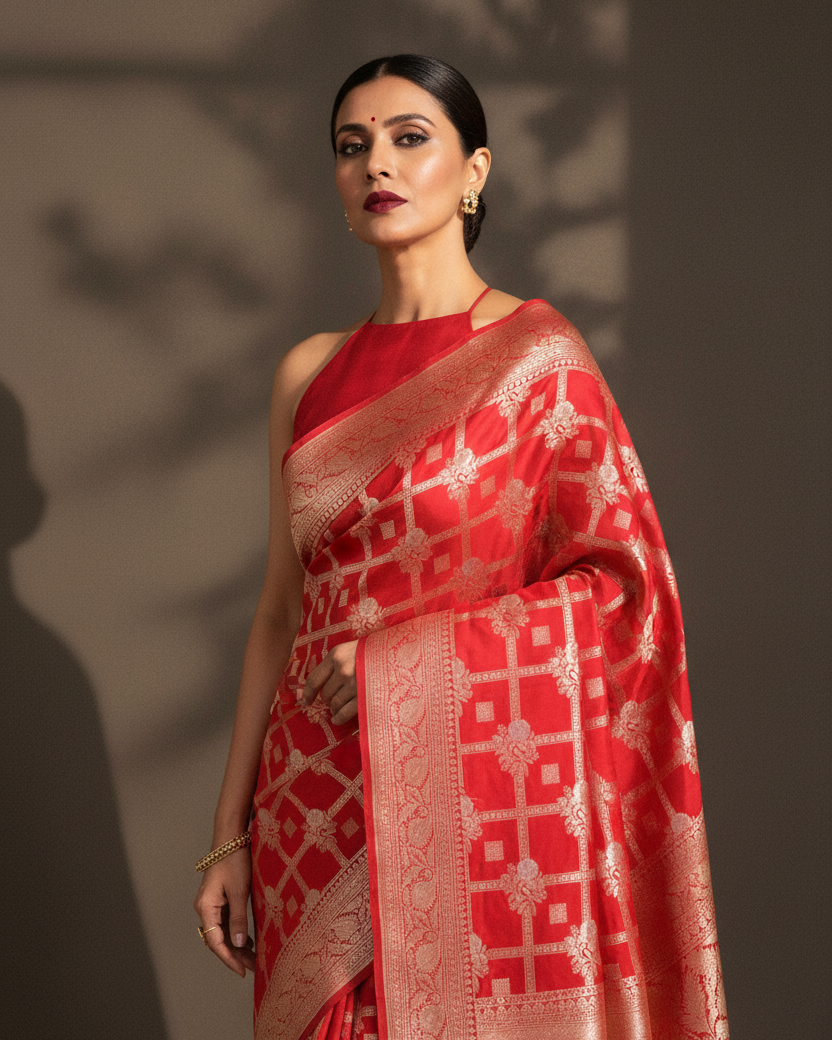 Bridal Red Gharchola — Head to Waist