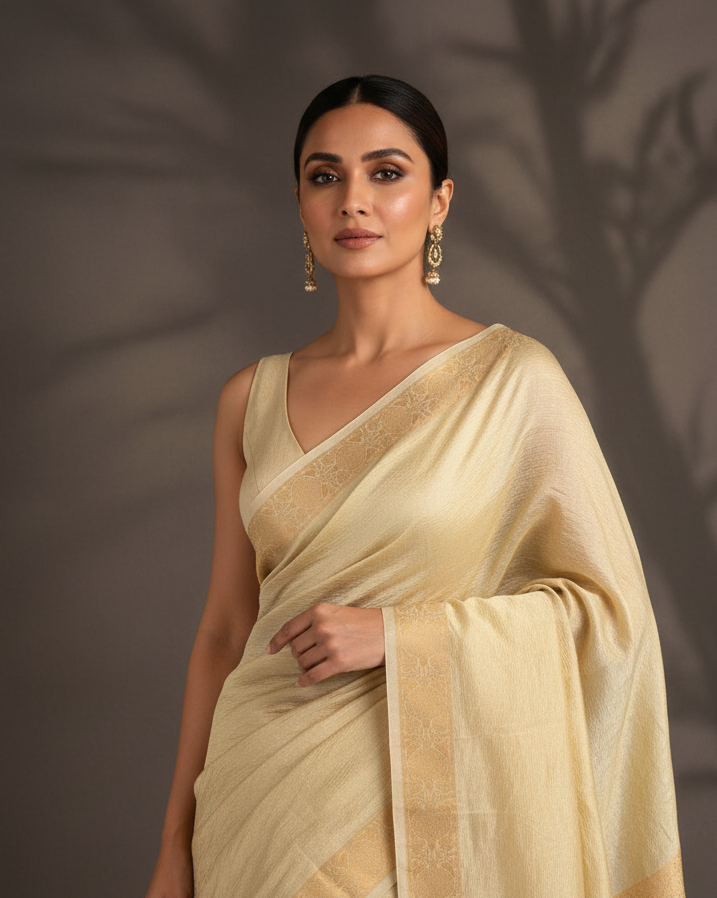 Crushed Gold Tissue Banarasi - Pure Visual Reference