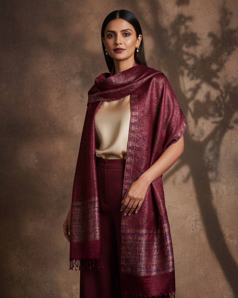 Female - Mahogany Scarf - Curated Complementary Outfit