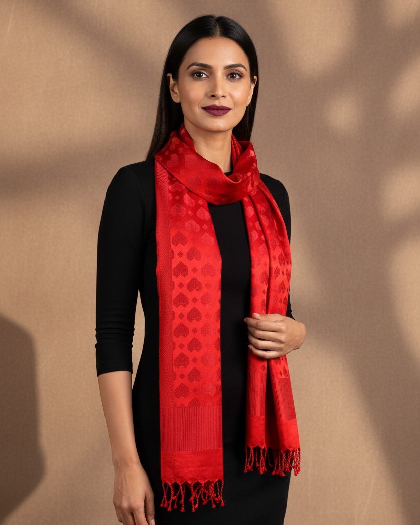 Female - Red Scarf - Parisian Loop Real Styling