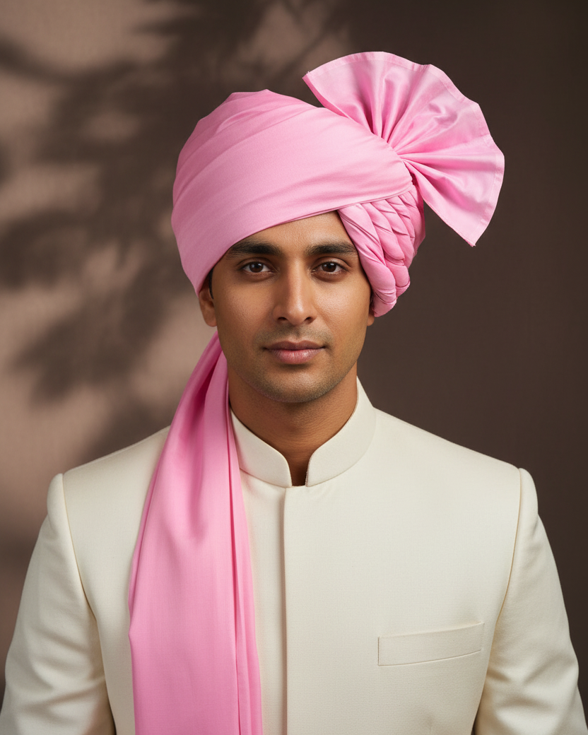 Flamingo Pink Katan Silk Safa