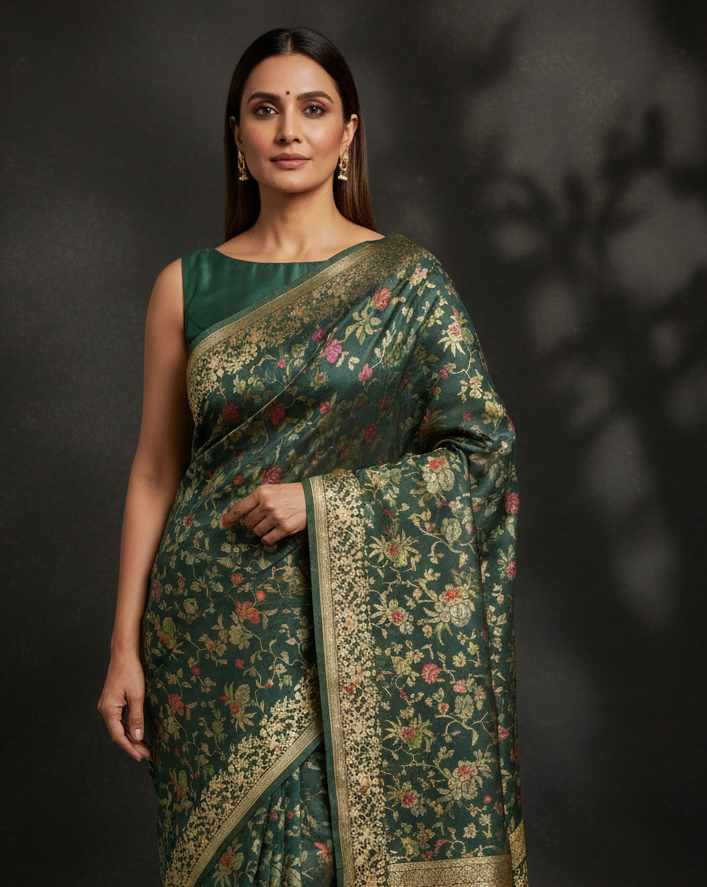 Forest Green Paudi Jaal — Head to Knee Editorial