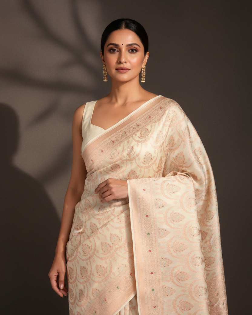 Ivory Jangla Spun Silk - Pure Visual Reference Tight Crop