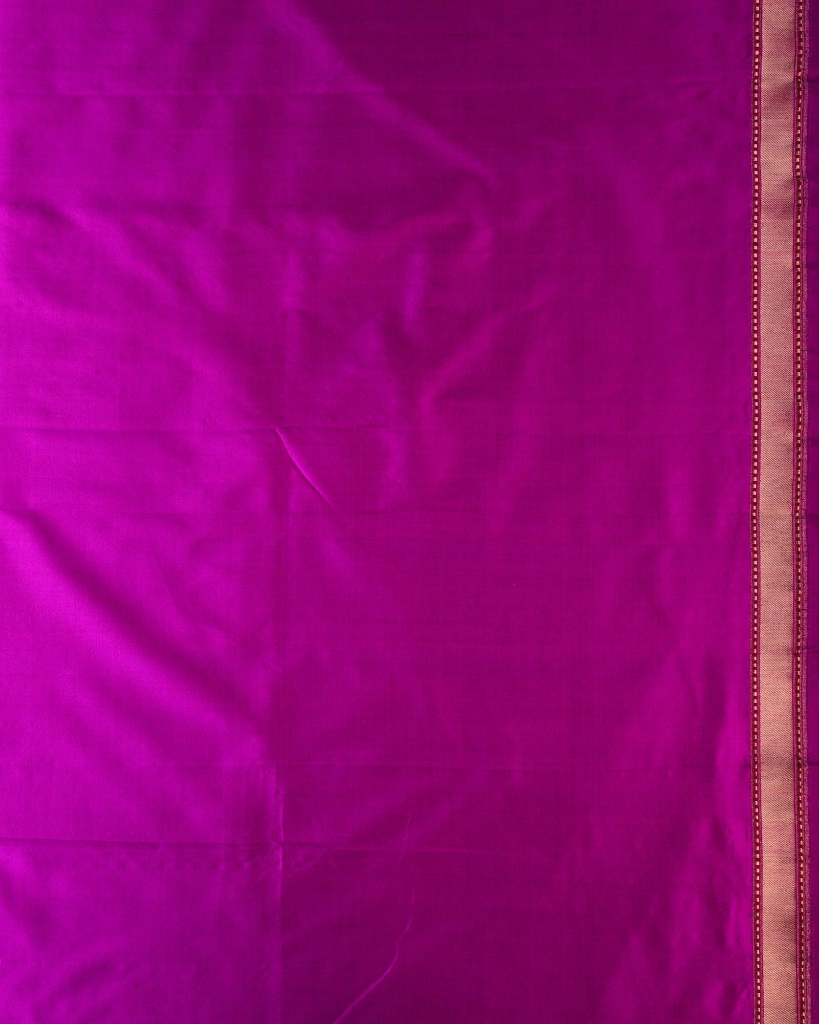 Magenta Banarasi Duet Buti Kadhuan Brocade Handwoven Katan Silk Saree - By HolyWeaves, Benares