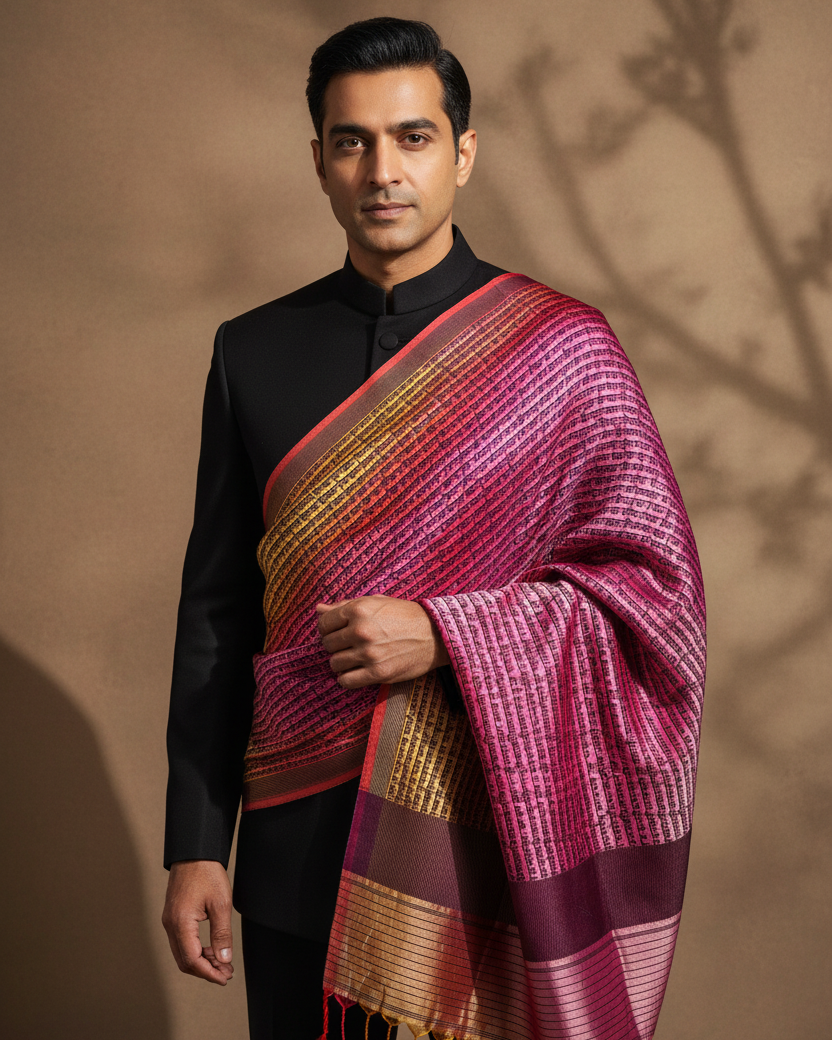 Male – bandhgala, wrapped loosely