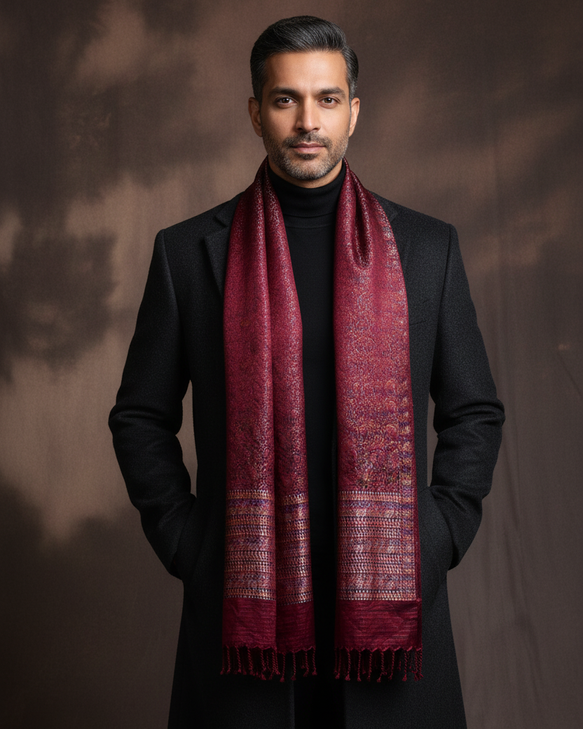 Male - Mahogany Tehra Paisley - Inside Open Overcoat