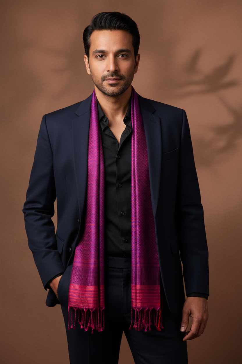 Male - Purple Diamonds Tanchoi - Inside Open Blazer, Formal
