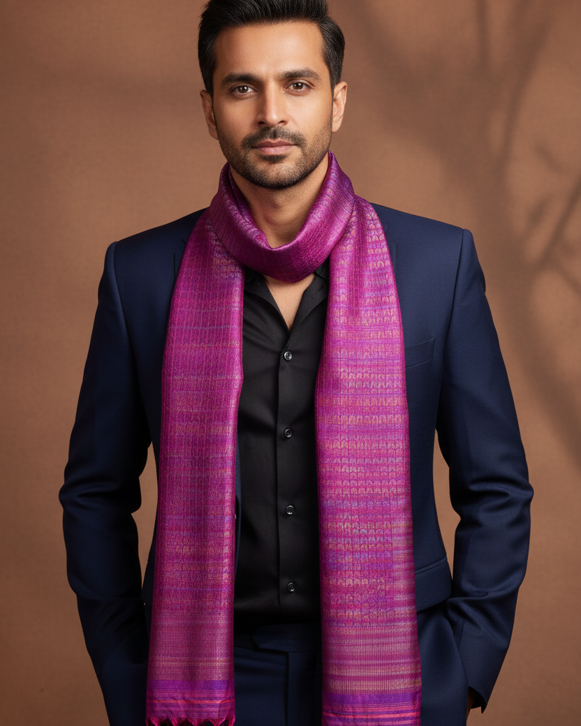 Male - Purple Herringbone Tanchoi - Inside Open Blazer, Redo