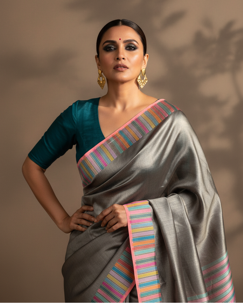 Metallic Gray Piano Stripes Kora Tissue — Editorial