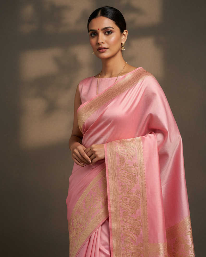 Pink Banarasi Katan Silk — Editorial