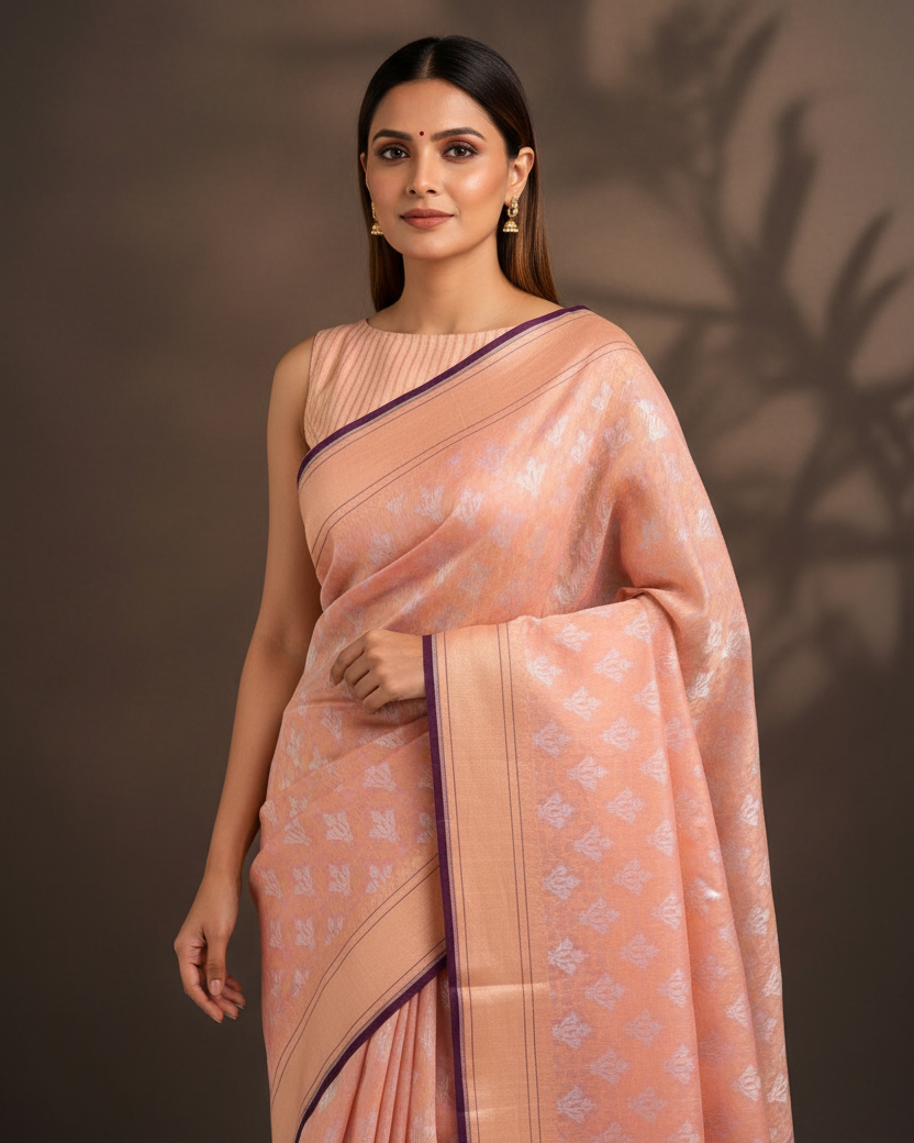 Pink Peach Cotton Tulip Buti — Editorial