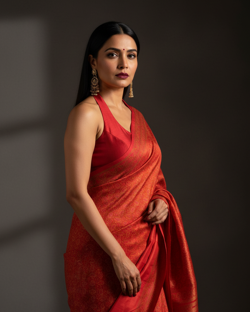 Red Tehri Paisley Katan Silk — Image-Led