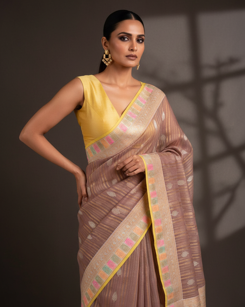 Rosy Brown Kora Silk — Dark Editorial Punch