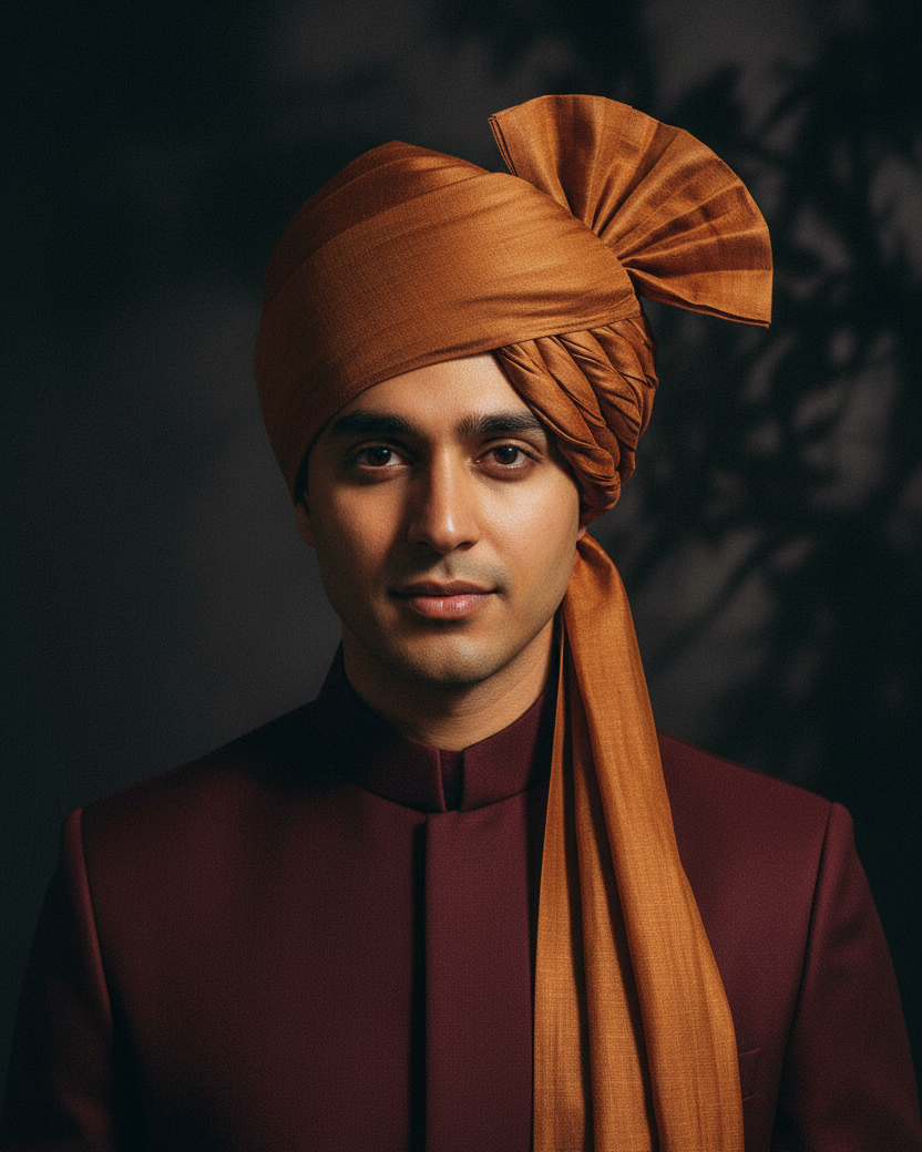 Russet Brown Katan Silk Safa