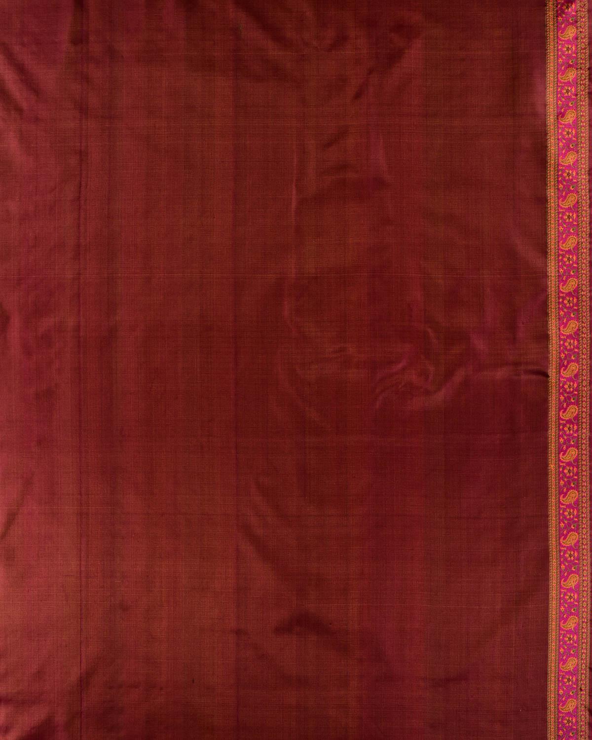 Mahogany Banarasi Tehri Ektara Jamawar Handwoven Katan Silk Saree - By HolyWeaves, Benares