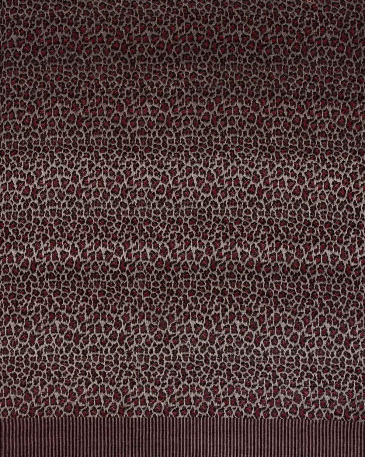 Gray Banarasi Leopard Stripes Brocade Handwoven Silk-Wool Shawl - By HolyWeaves, Benares