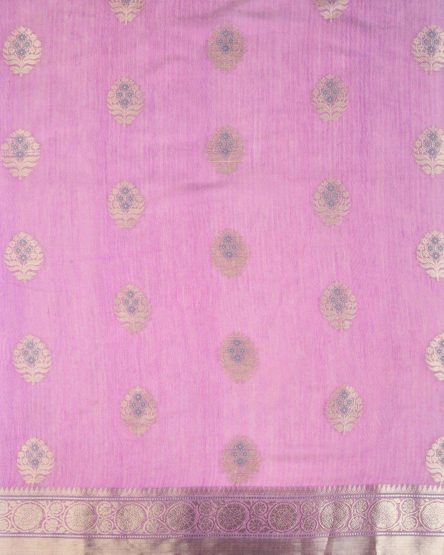 Amethyst Banarasi Buta Alfi Cutwork Brocade Woven Cotton Silk Saree - By HolyWeaves, Benares