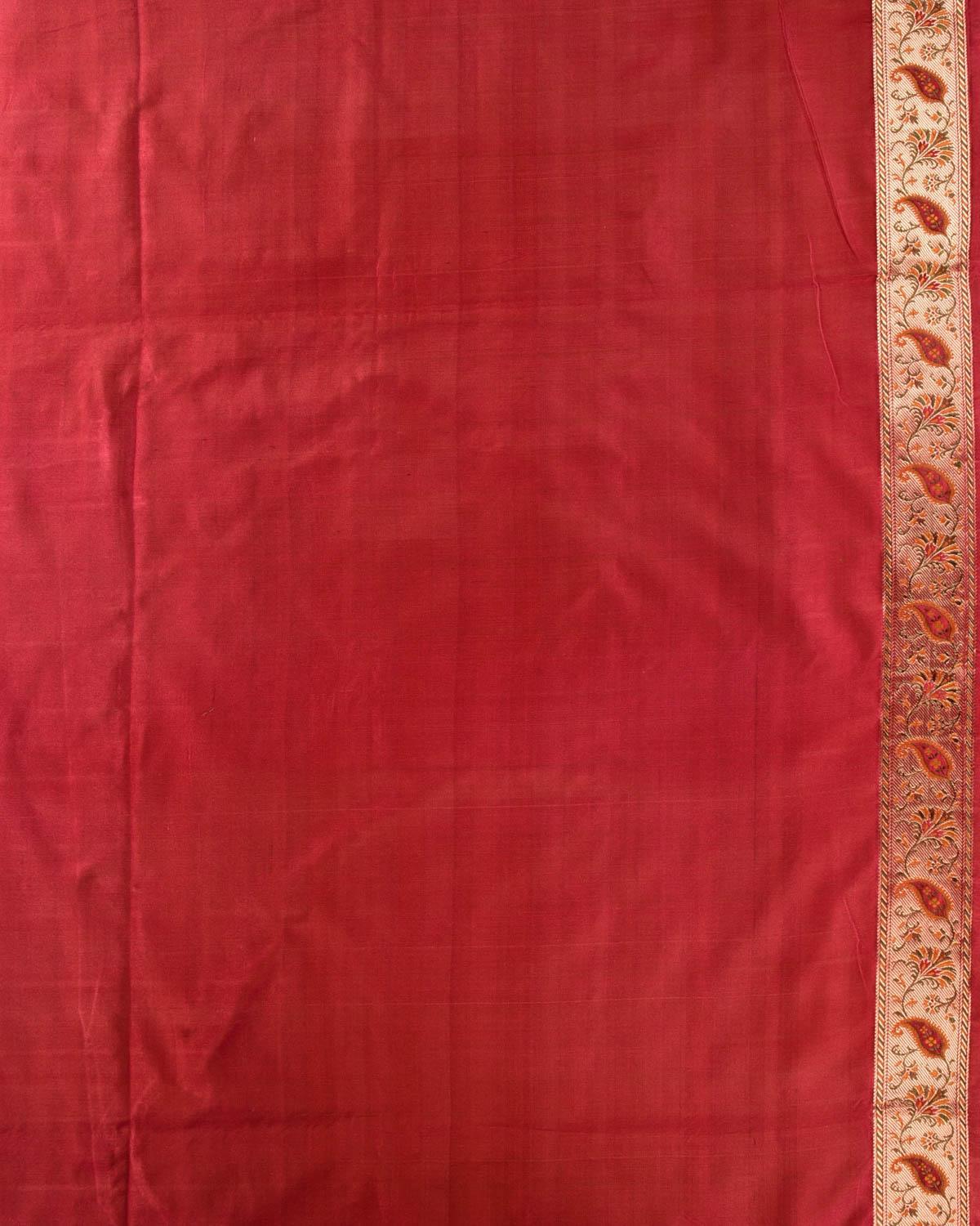 Barn Red Banarasi Gharchola Jamawar  Handwoven Katan Silk Saree - By HolyWeaves, Benares