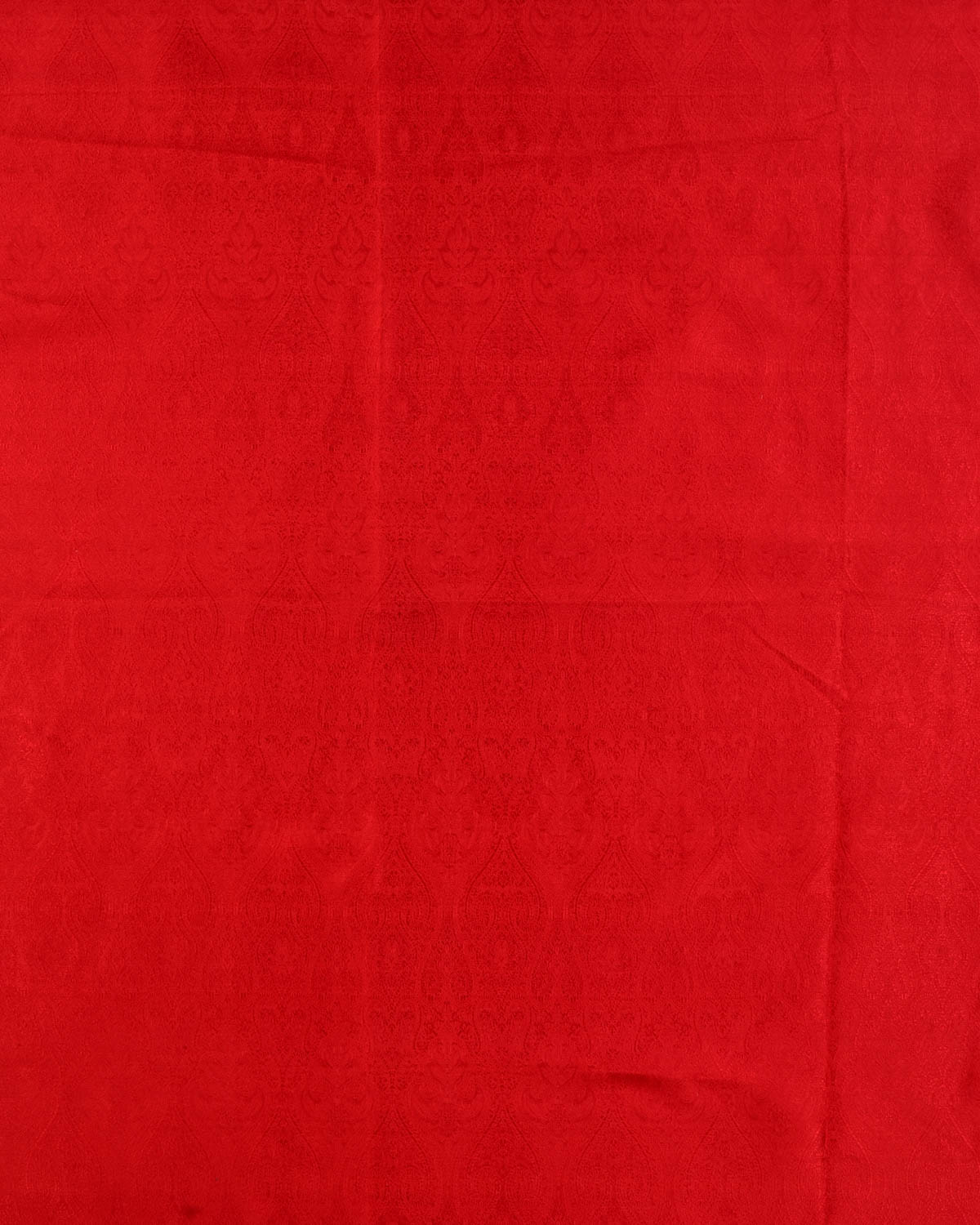 Red Banarasi Tanchoi Handwoven Silk Scarf 38"x38" - By HolyWeaves, Benares