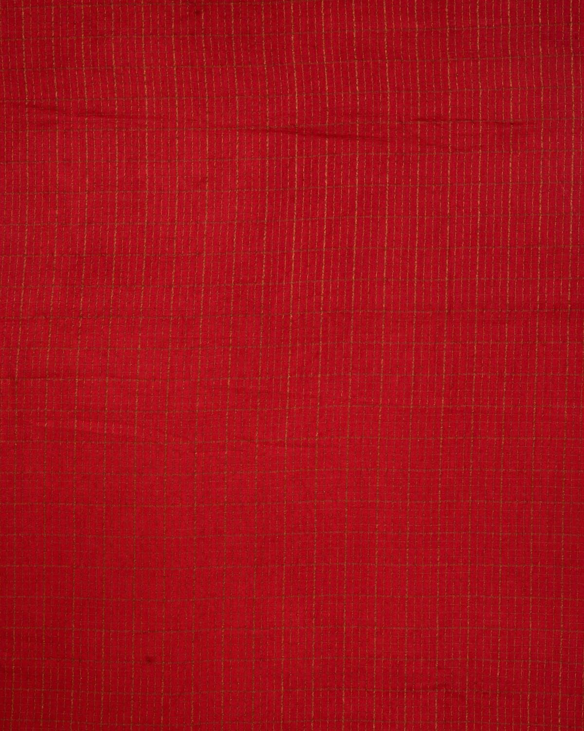 Red Gold Zari Brocade Handwoven Muga Silk Scarf 35"x35" - By HolyWeaves, Benares