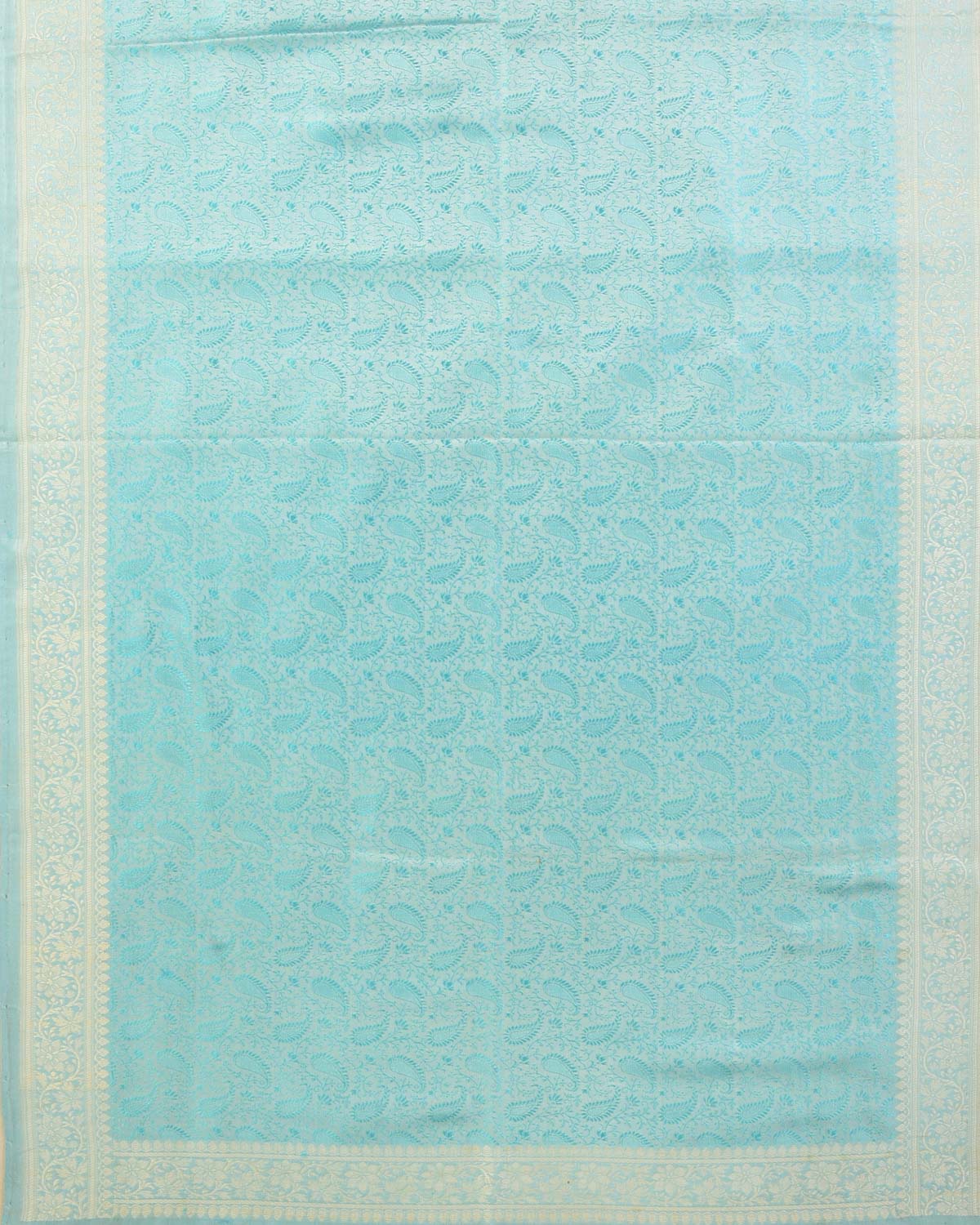 Shot Blue Banarasi Tanchoi Handwoven Silk Scarf 75"x21" - By HolyWeaves, Benares