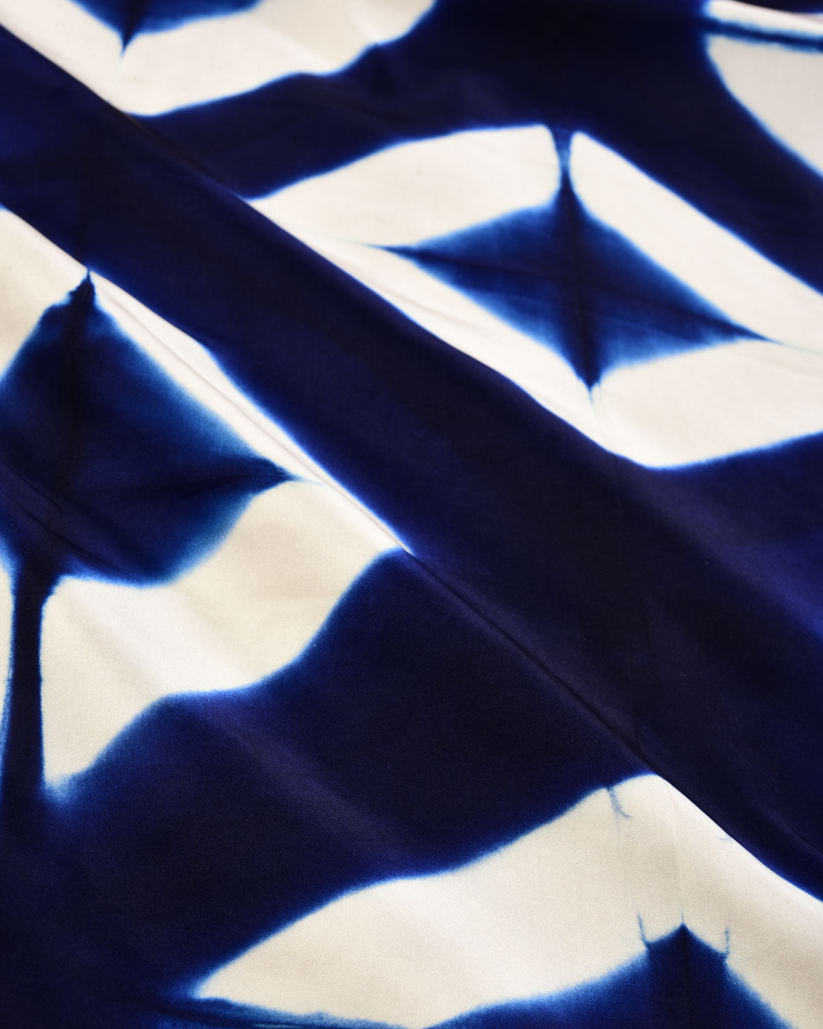 Blue Printed Silk Scarf 44"x33" - By HolyWeaves, Benares