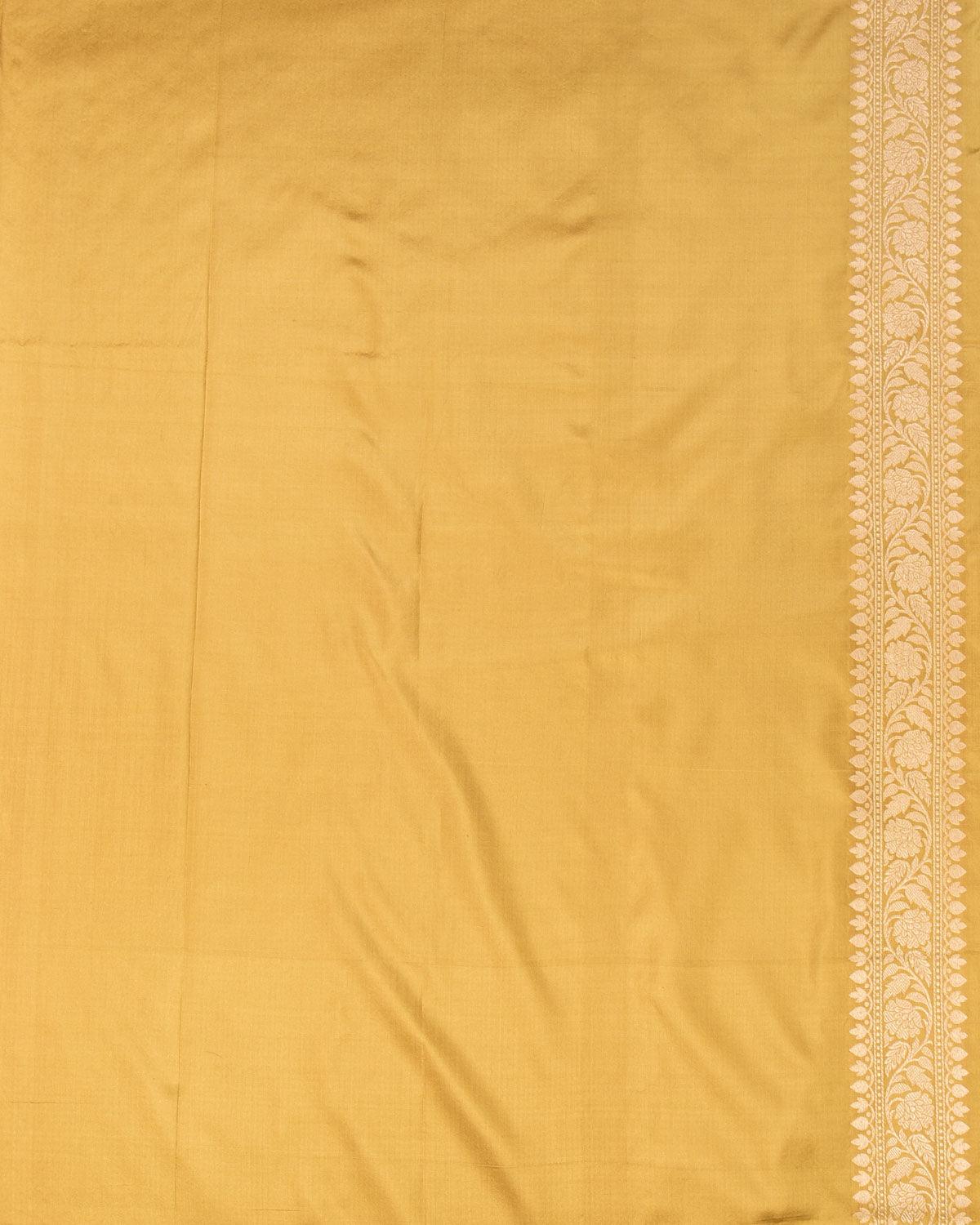 Olive Green Banarasi "Shringaar" Jaal Cutwork Brocade Handwoven Katan Silk Saree - By HolyWeaves, Benares