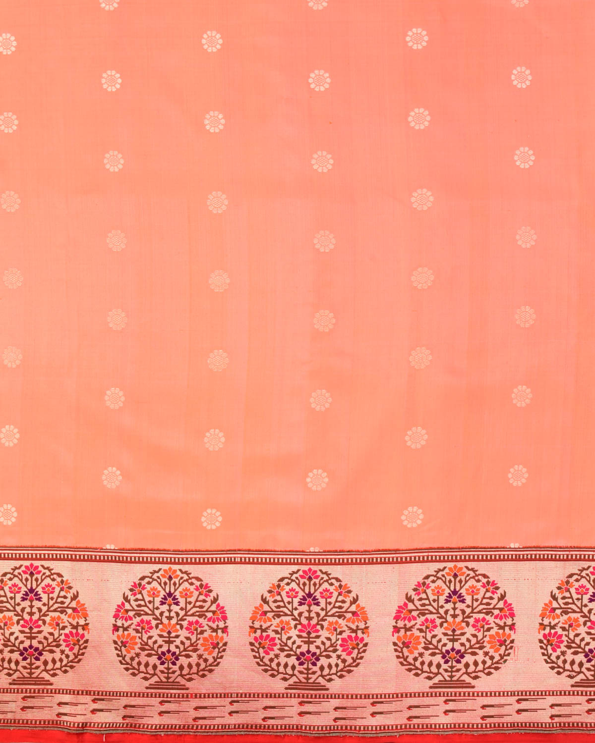 Peach Banarasi Gold Zari Guladasta & Chhadi Paithani Brocade Handwoven Katan Silk Saree - By HolyWeaves, Benares
