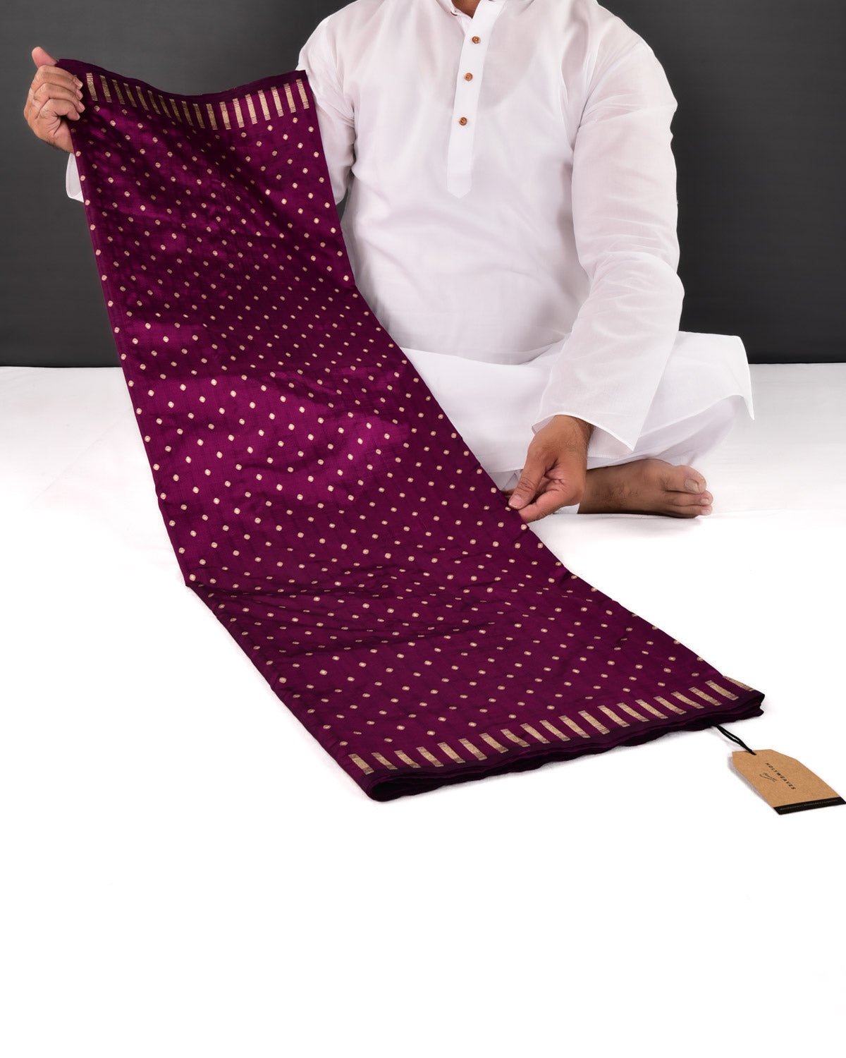 Purple Banarasi Gold Zari Hazara Buti Cutwork Brocade Handwoven Katan Silk Saree - By HolyWeaves, Benares