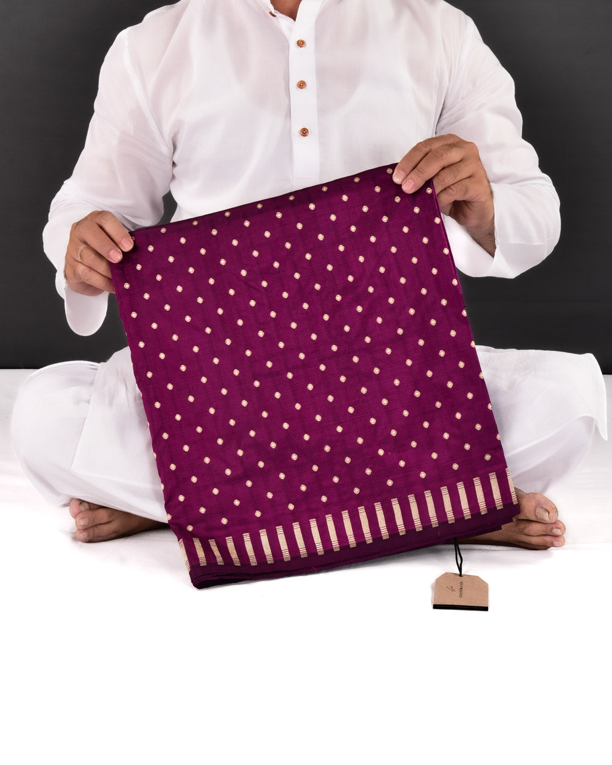 Purple Banarasi Gold Zari Hazara Buti Cutwork Brocade Handwoven Katan Silk Saree - By HolyWeaves, Benares
