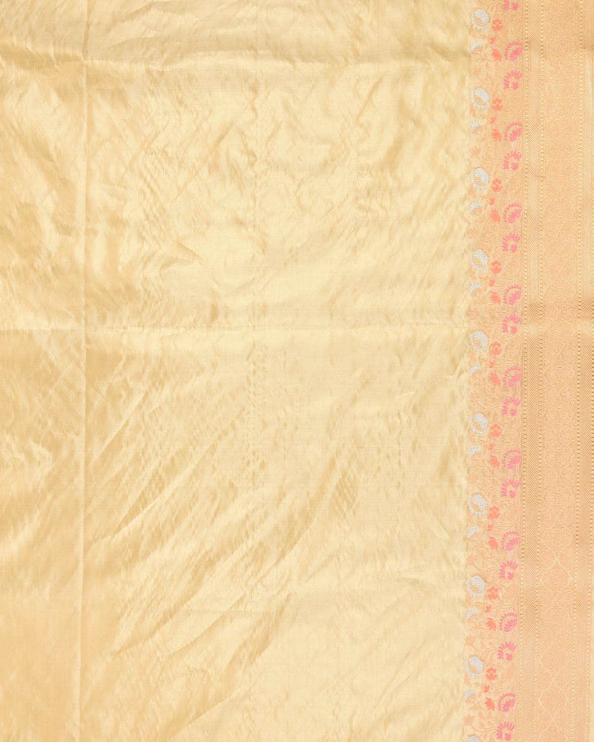 Metallic Gold Banarasi Gold Silver Antique Zari Buti Cutwork Brocade Handwoven Katan Tissue Saree with Meenekari Border Pallu - By HolyWeaves, Benares