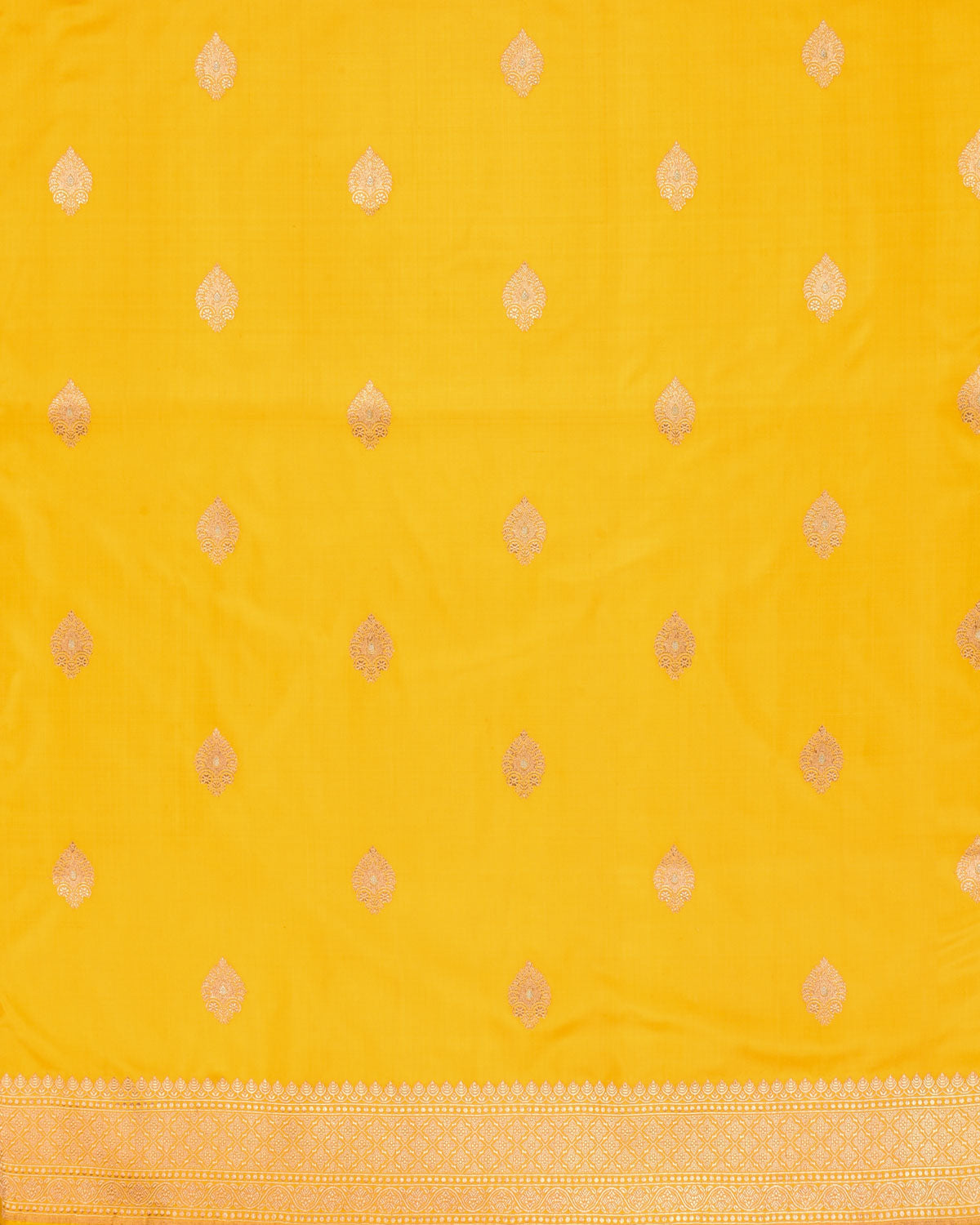 Yellow Banarasi Gold & Silve Zari Alfi Buti Kadhuan Brocade Handwoven Katan Silk Saree - By HolyWeaves, Benares