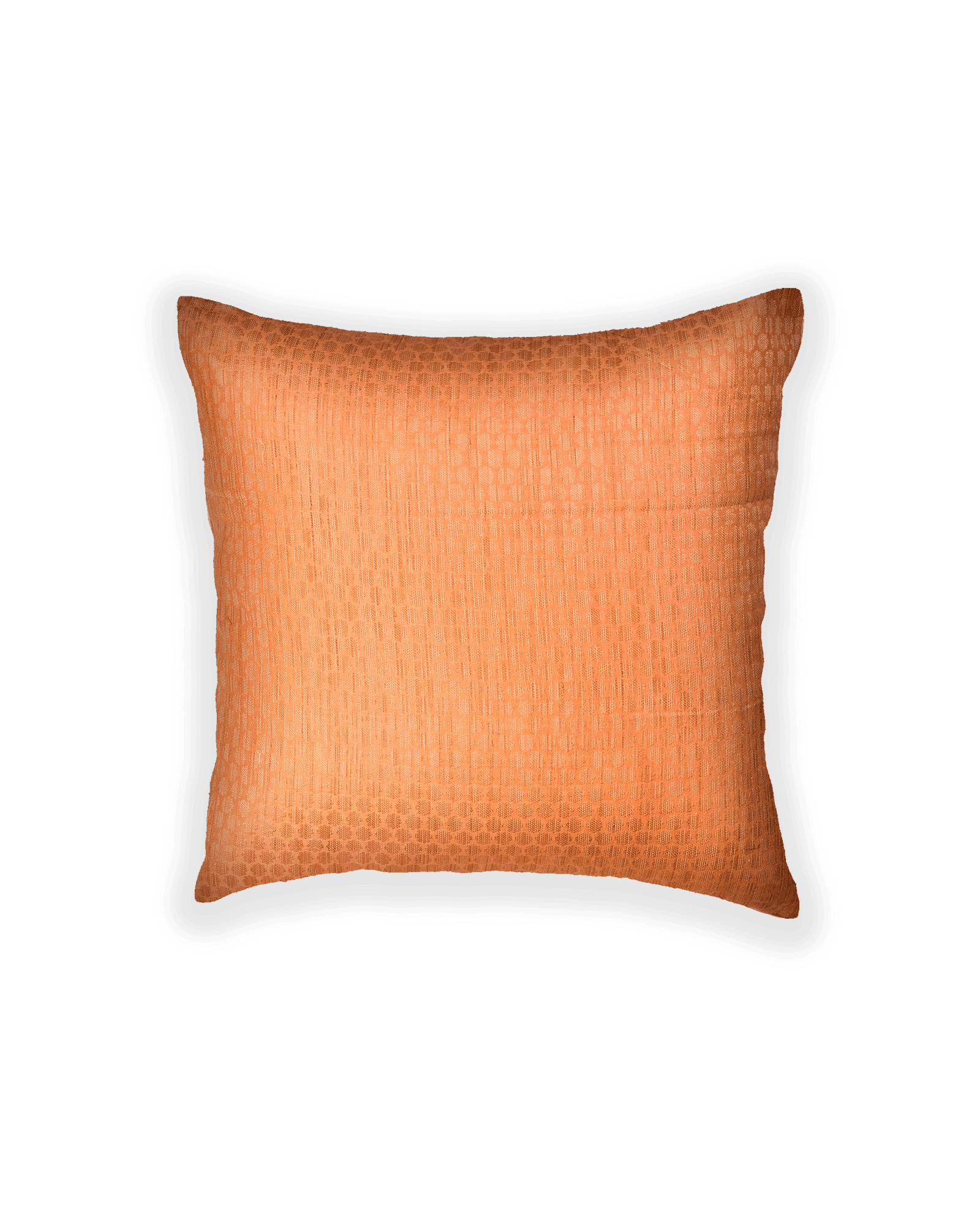 Beige Banarasi Brocade Poly Cotton Cushion Cover 16" - By HolyWeaves, Benares