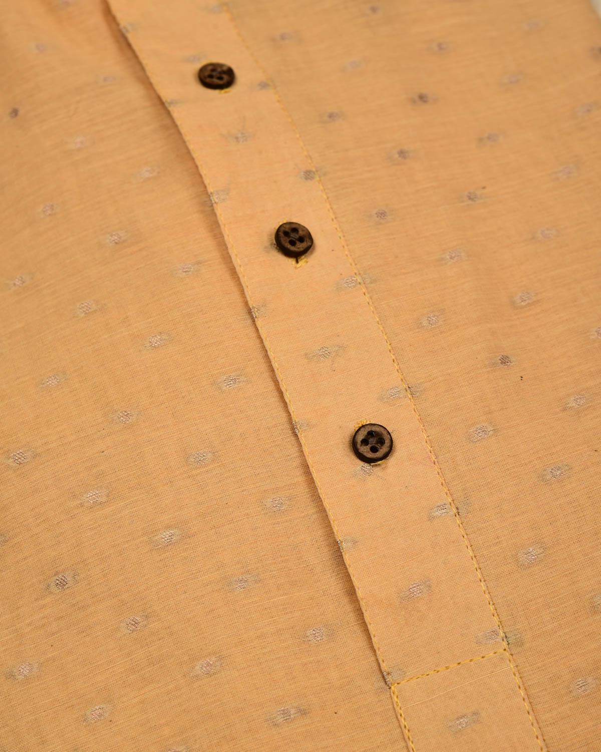 Beige Banarasi Chunari Buti Cotton Silk Mens Kurta Pyjama - By HolyWeaves, Benares
